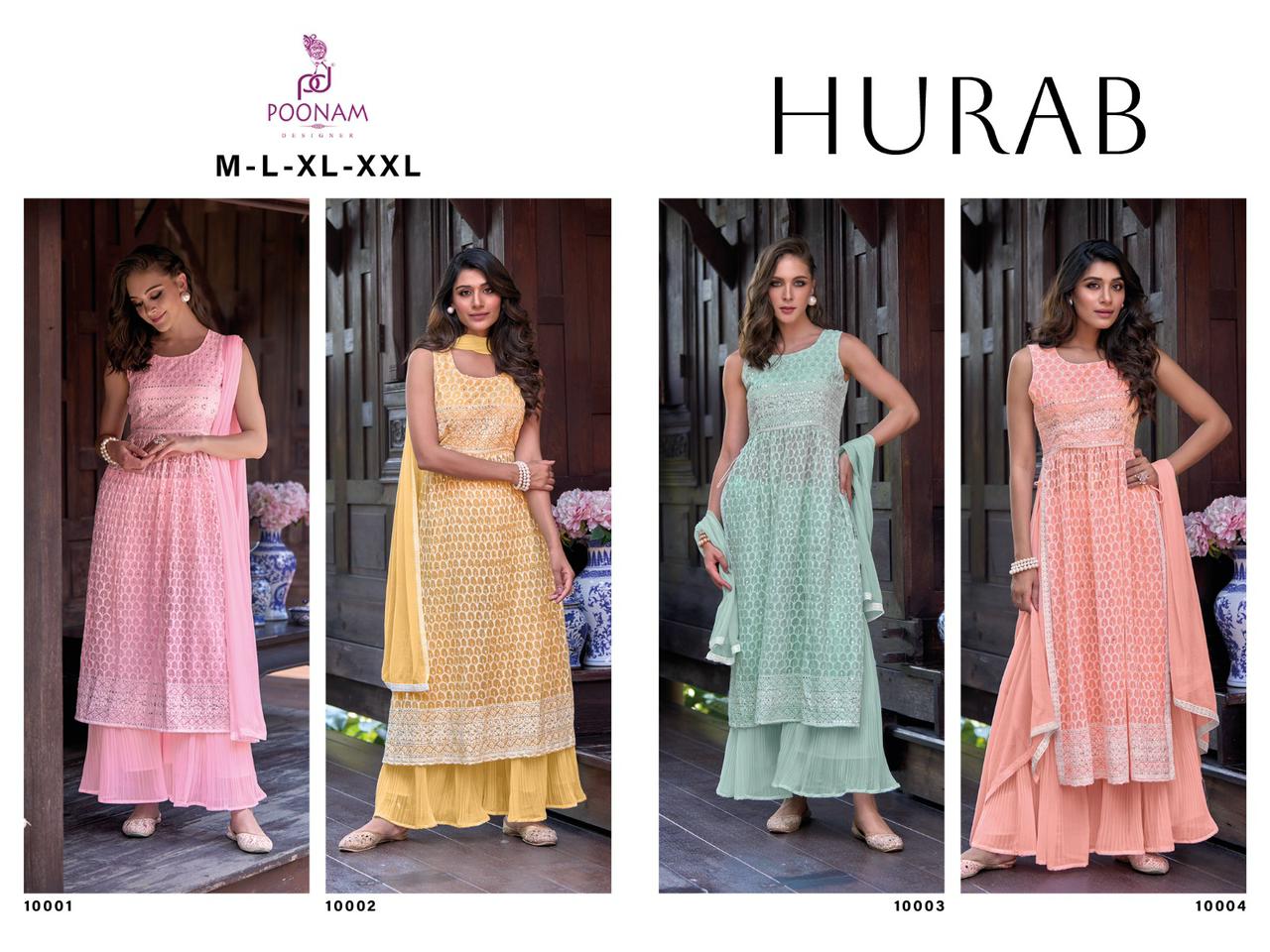 Hurab By Poonam 10001-10004 Georgette Readymade Catalog